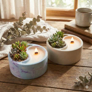 Ying Yang Concrete candle jar