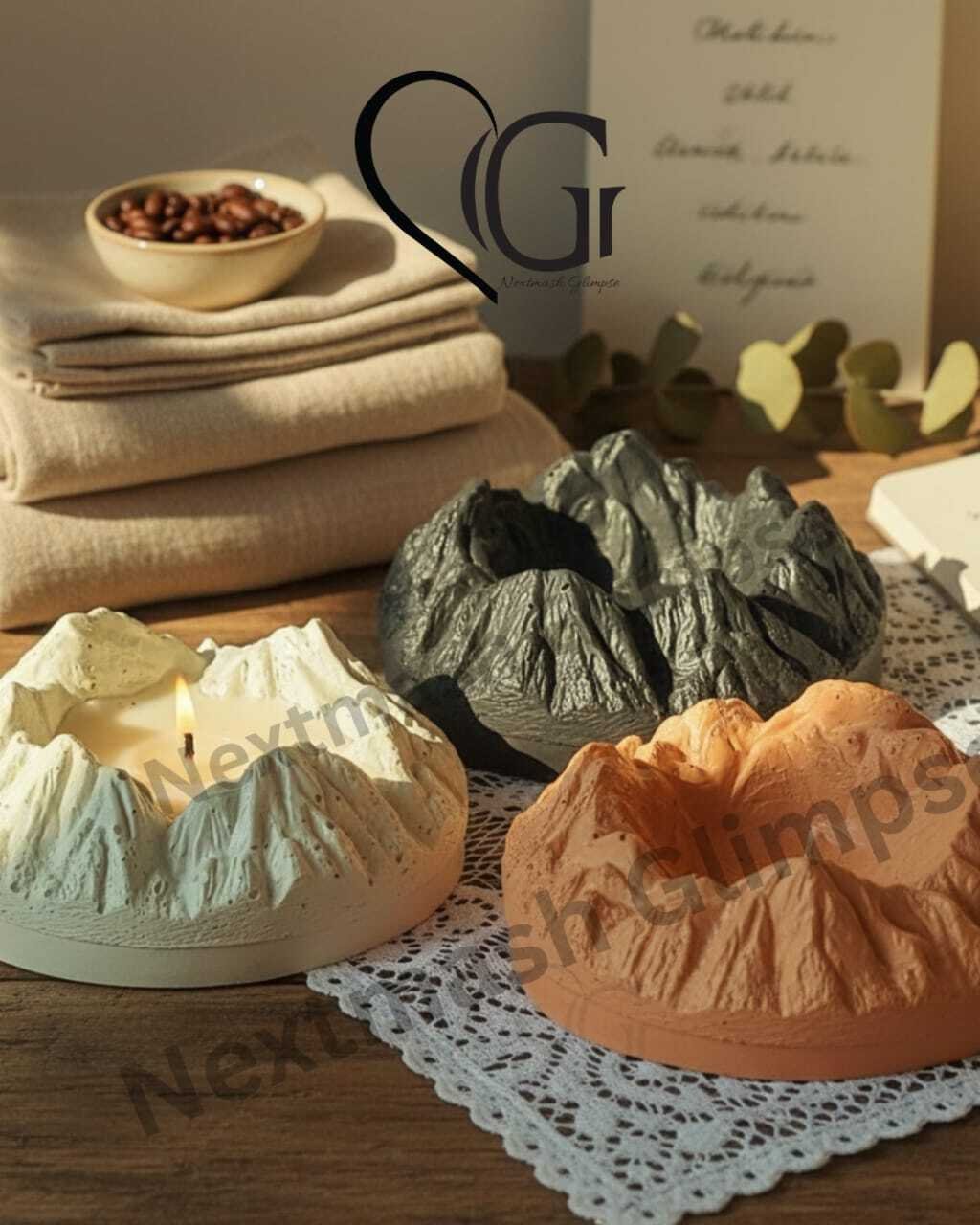 Concrete Mountain Ashtray cum candle holder