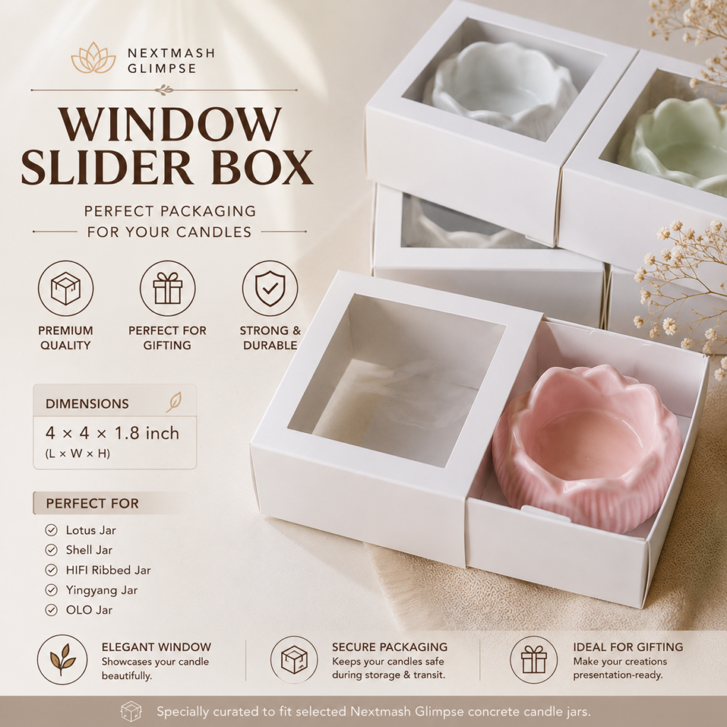 Window Slider Box for Concrete Candle Jars